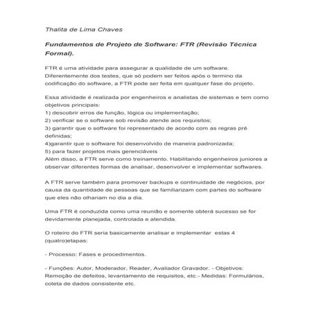 Ftr - Revisão técnica formal