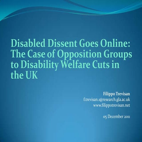 Disabled Dissent Goes Online - Urban Studies Workshop, 5 Dec 2011