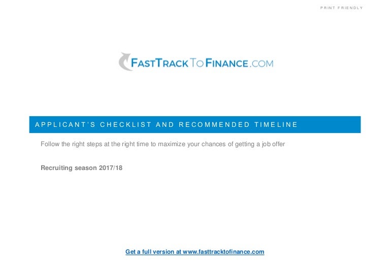 Finance And Investment Banking Job Applicant S Checklist And Recommen