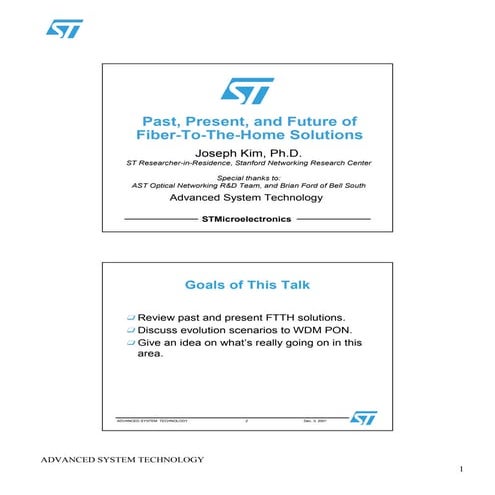 Past, Present, and Future of Fiber-To-The-Home Solutions
