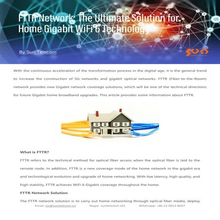 FTTR Network The Ultimate Solution for Home Gigabit WiFi 6 Technology