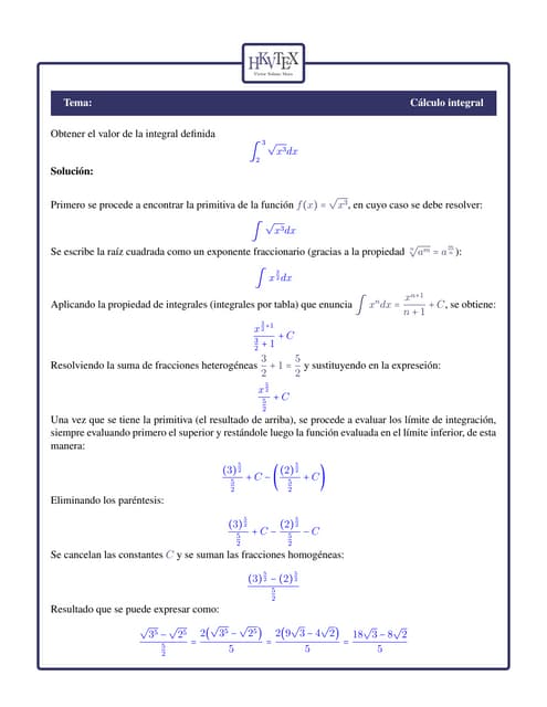 Ejercicio resuelto: Integral definida