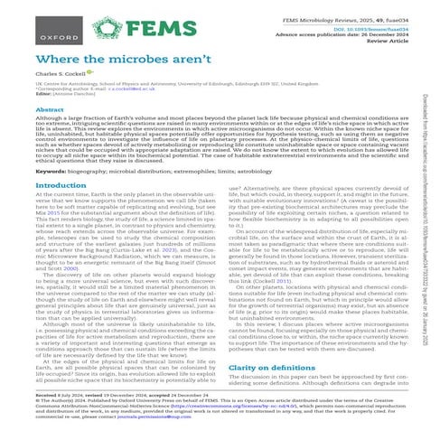 Where the microbes aren’t  - life on earth