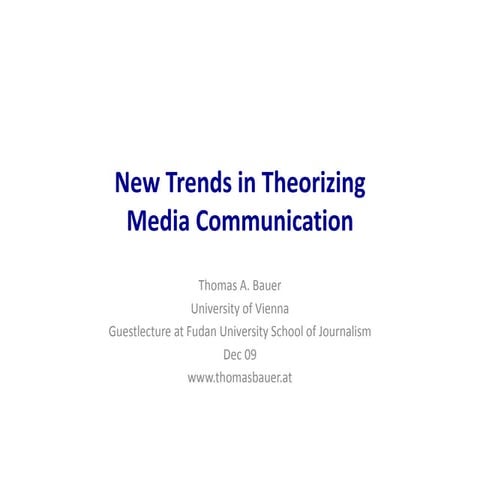 Fudan Dec 09 New Trends