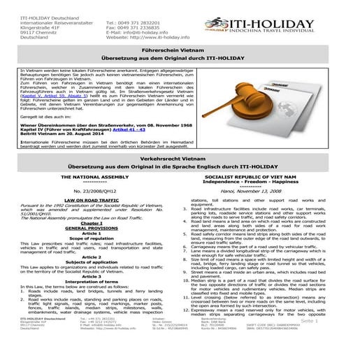 Führerschein Vietnam & Straßenverkehrsrecht Vietnam