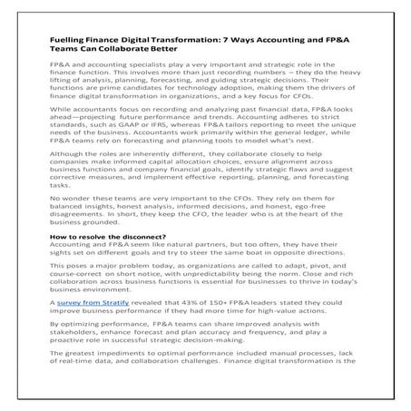 Fueling Finance Digital Transformation: 7 Ways Accounting and FP&A Teams Can ...