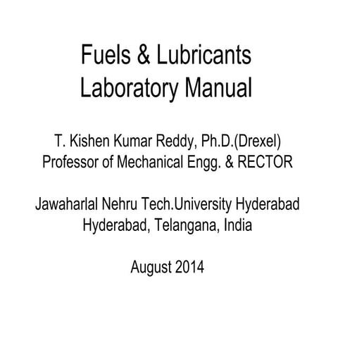 Fuels & Lubricants laboratory manual