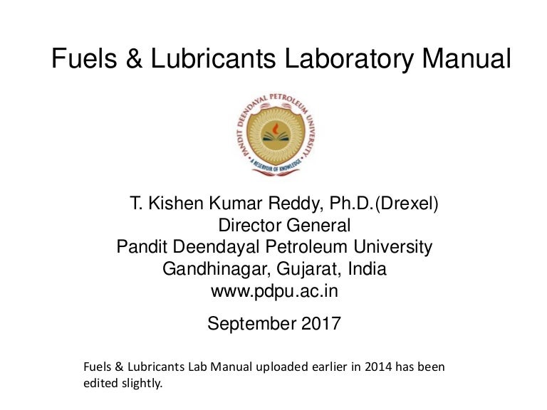 Fuels& Lubricants Laboratory Manual_Sept_2017