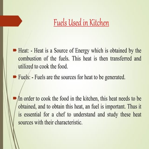 Fuels used in kitchen