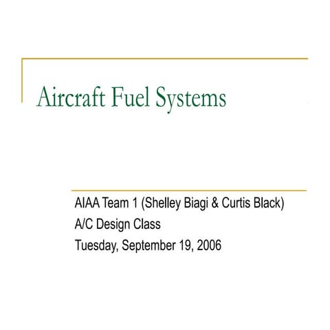 Aircraft Fuel systems