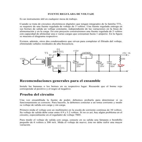Fuente regulada de voltaje