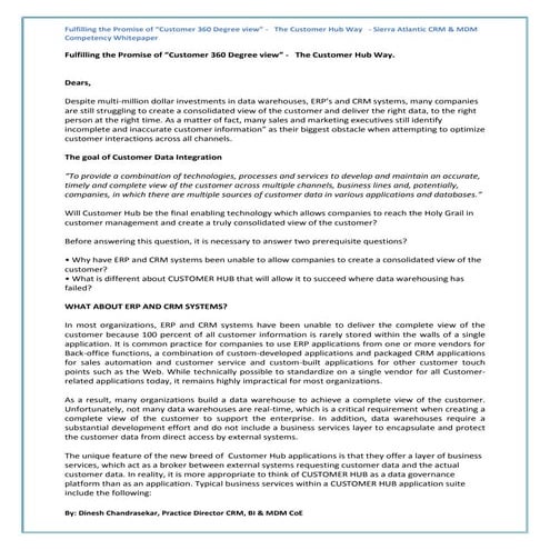 Fulfilling The Promise Of Customer 360 Degree View   Ch Way   Dinesh Chandras...