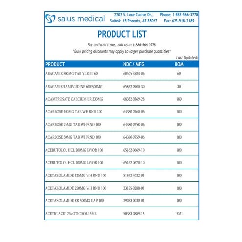 Rx Products Catalog - Salus Medical LLC | Pharmaceutical Wholesaler USA ...