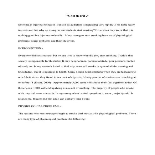 why student start smoking