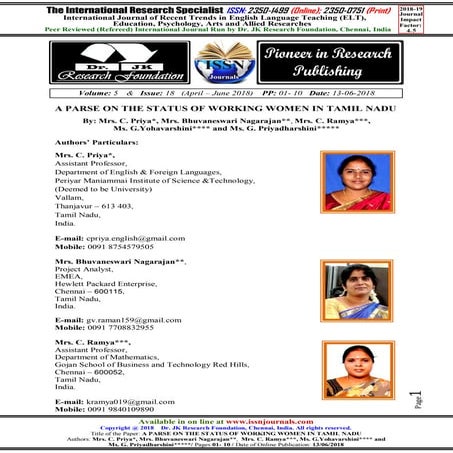 Full article - A Parse on Status of Women in Tamilnadu