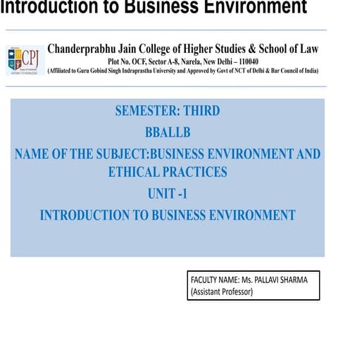 Business Environment and Ethical Practices (BBA LLB 213 )