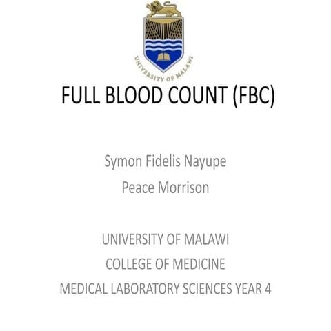 Full Blood Count (FBC) - Thyolo Hospital, Malawi