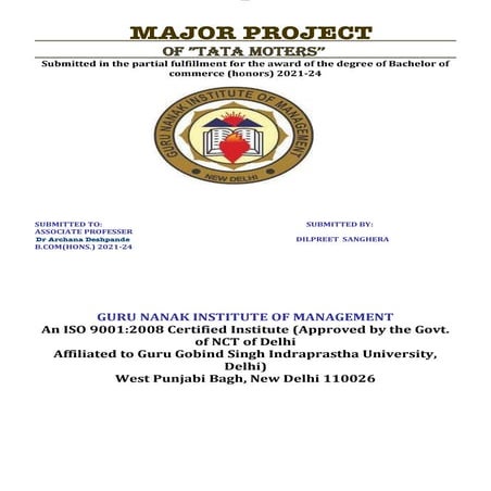 Major project report on Tata Motors and its marketing strategies | PDF