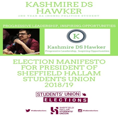 KASHMIRE HAWKER FOR SHSU PRESIDENT - FULL MANIFESTO