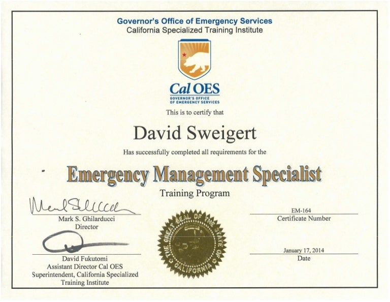 Emergency Management Specialist California Office of Emergency Ser…