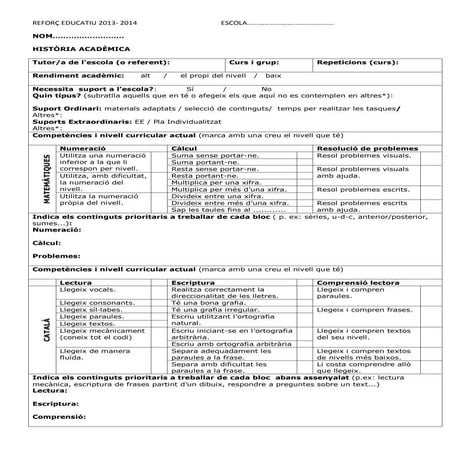 Full perfil escolar de l'intant practicum ii-curs 2013-2014