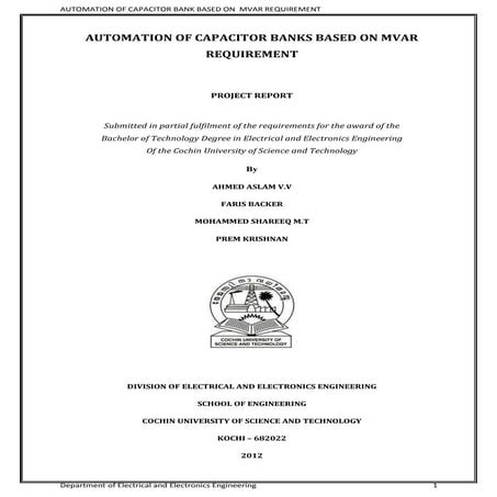 Automation of capacitor banks based on MVAR Requirement