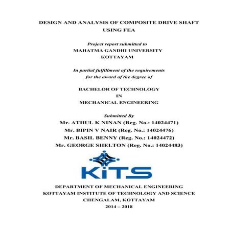 DESIGN AND ANALYSIS OF COMPOSITE PROPELLER/DRIVEN SHAFT USING FEA