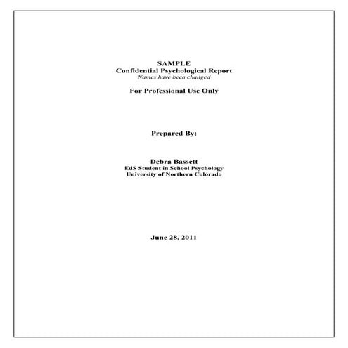 Full Psychological Report.Sample