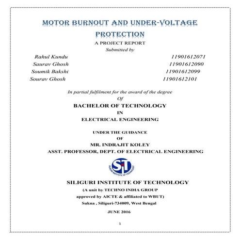 Motor Burnout and Under voltage protection 