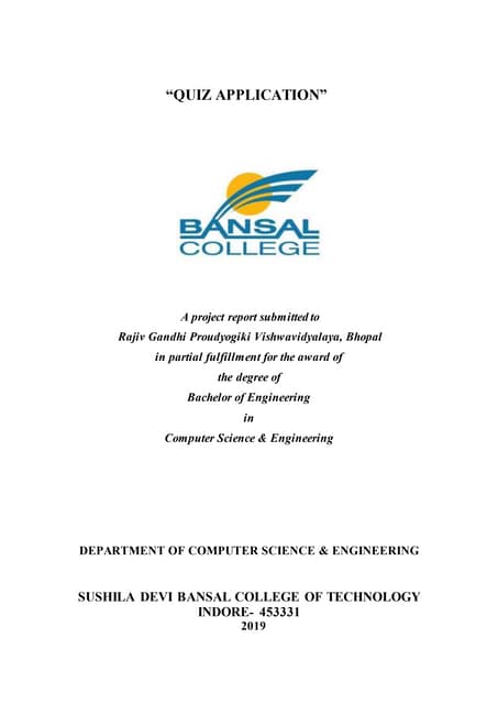 Minor project Report for "Quiz Application"