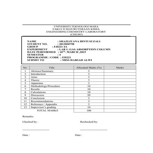 Full report gas  absorption