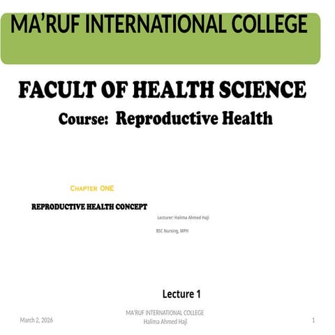 REPRODUCTIVE HEALTH PPT | PPTX