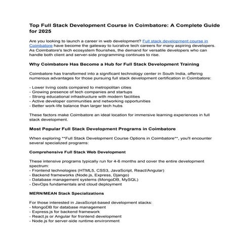 Full Stack Development Courses in Coimbatore