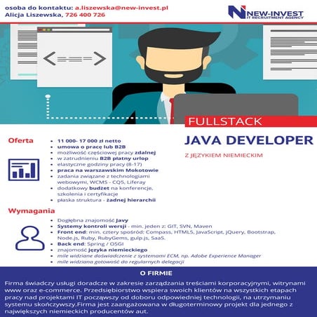 Fullstack Java Developer z językiem niemieckim