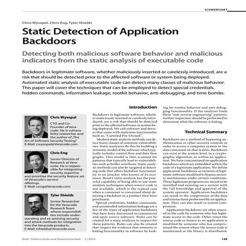 Static Detection of Application Backdoors