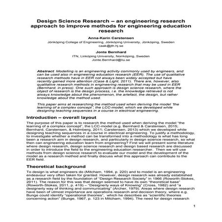Design Science Research in Engineering Education: Developing the LCC ...