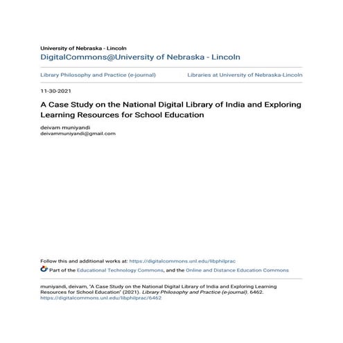 Case Study on the National Digital Library of India and Exploring Learning Re...