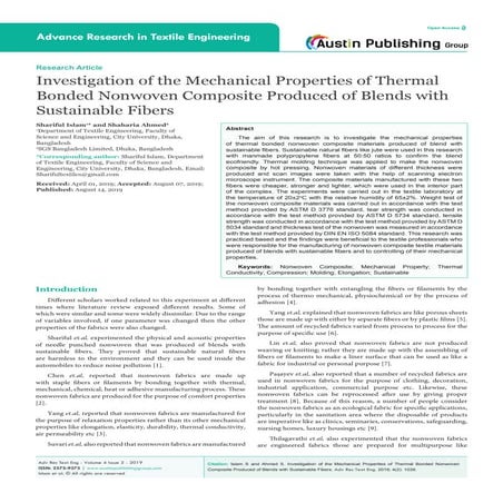 Investigation of the Mechanical Properties of Thermal Bonded Nonwoven Composi...