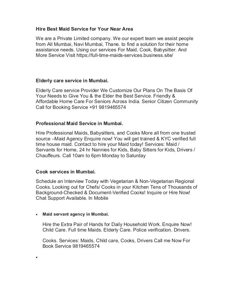 Full Time Maid Service