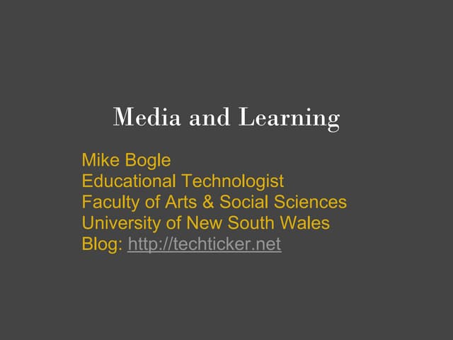 Media and Learning