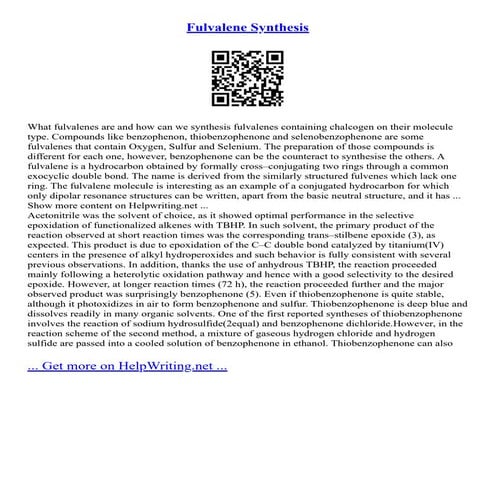Fulvalene Synthesis