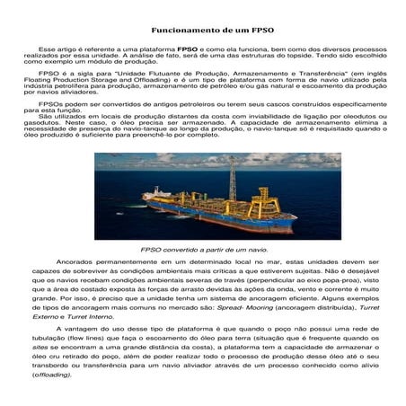Funcionamento de um fpso | PDF