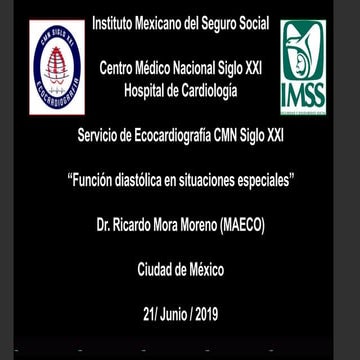 Funcion diastolica en situaciones especiales