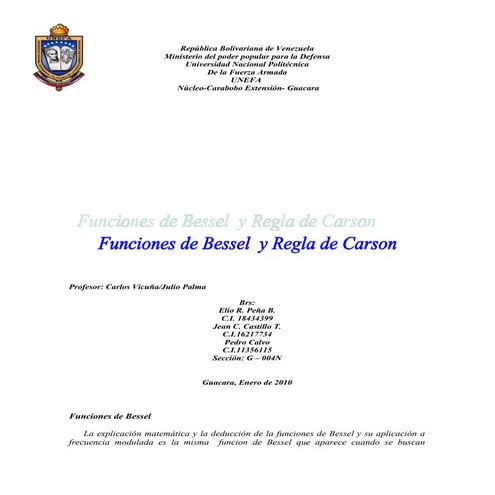Funciones De Bessel Y Regla De Carson