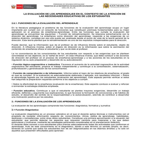 Funciones de evaluación