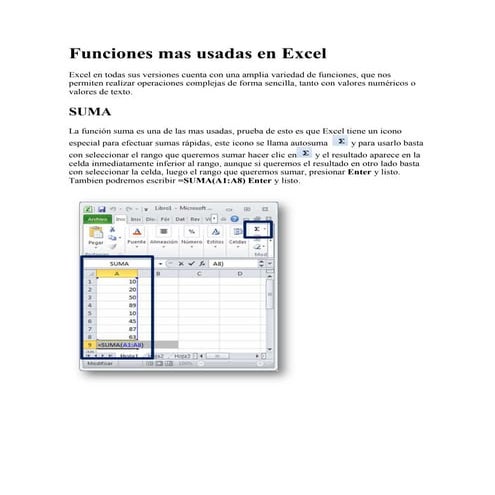Funciones de excel ( las más usadas)