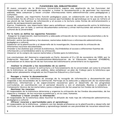 Funciones del bibliotecario