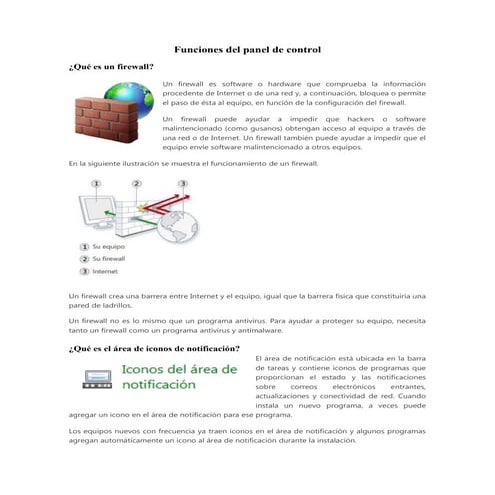 Funciones del panel de control