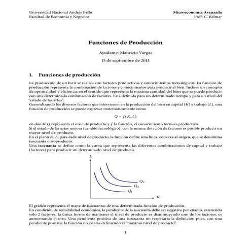 Funciones de Producción (Microeconomía UNAB)
