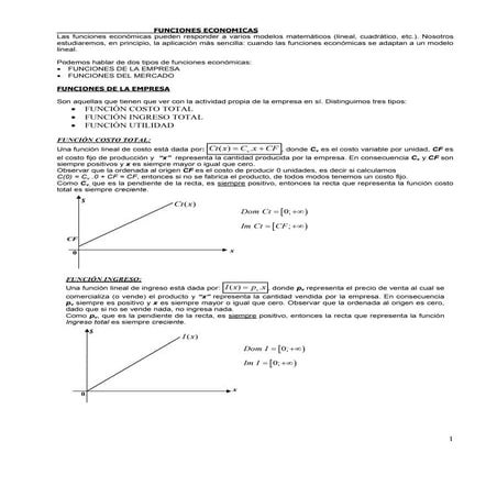 Funciones económicas, RESUMEN!